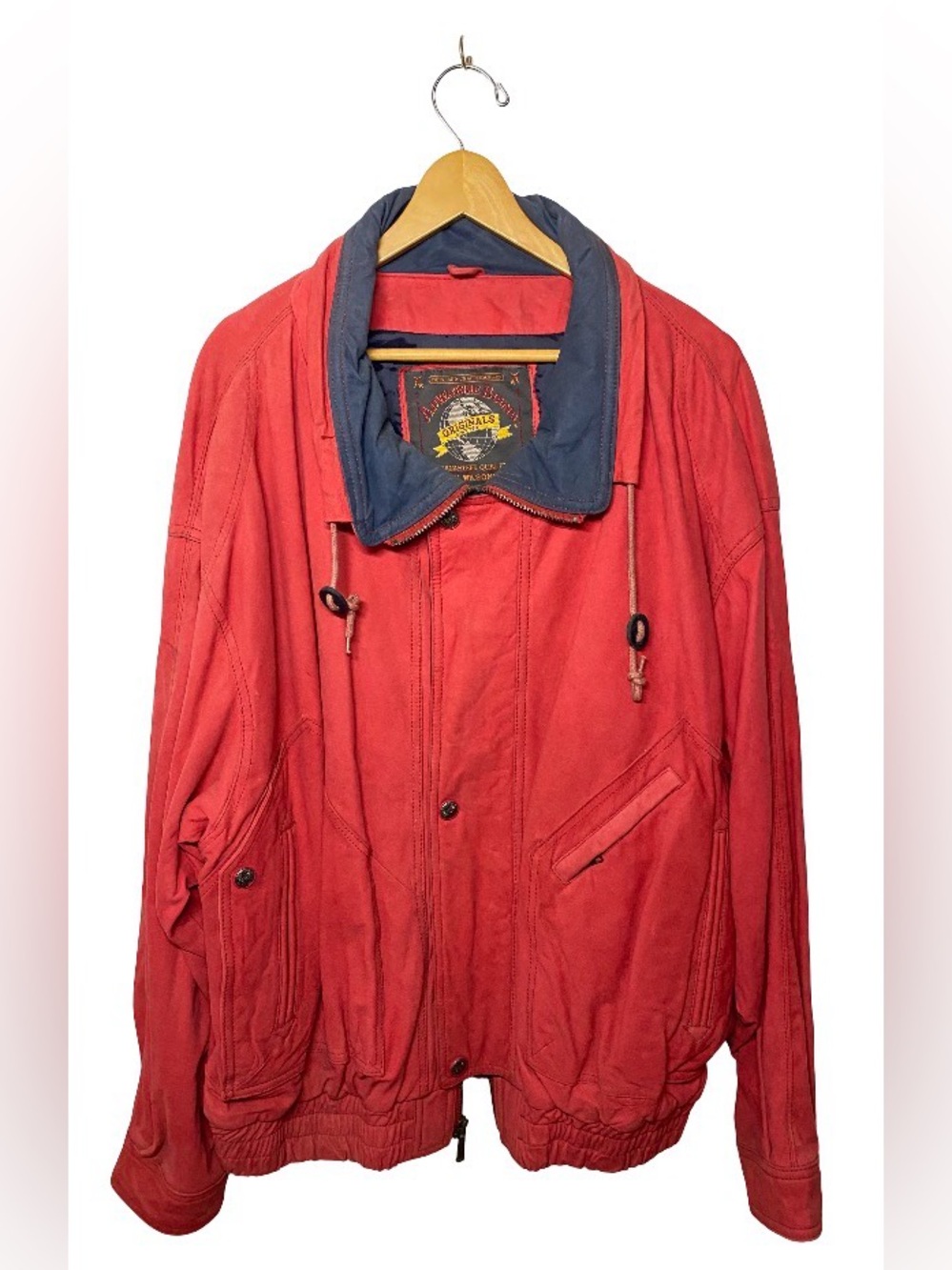 Vintage Muted Red Leather Adventure Bound Originals By Wilsons Jacket Size XL